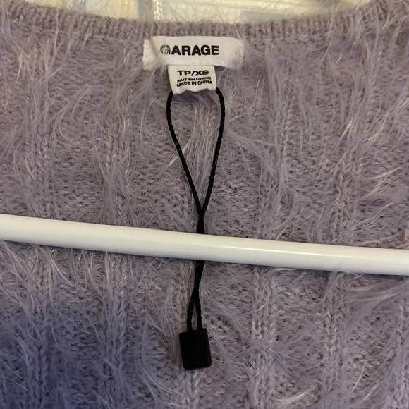 garage fuzzy soft long sleeve tie front sweater - Picture 2 of 4